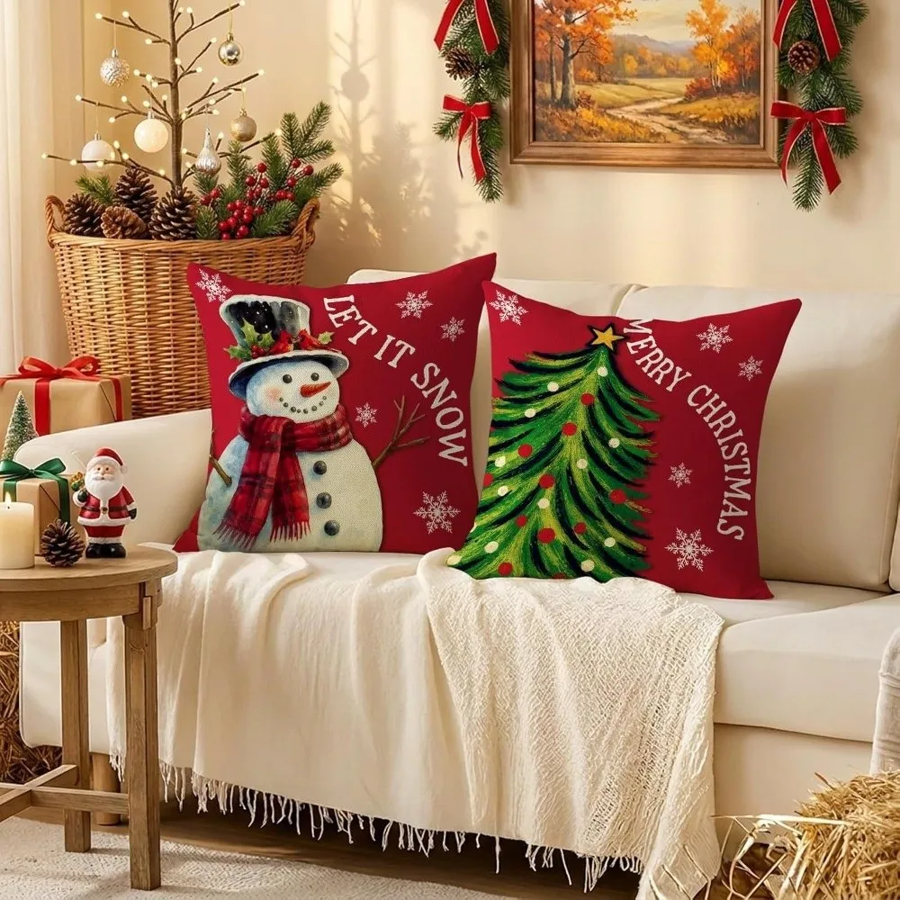 Santa Claus 45cm 17in Christmas Pillow Covers Skin-friendly Soft Xmas Pillowcase Comfortable Cushion Cover Sofa