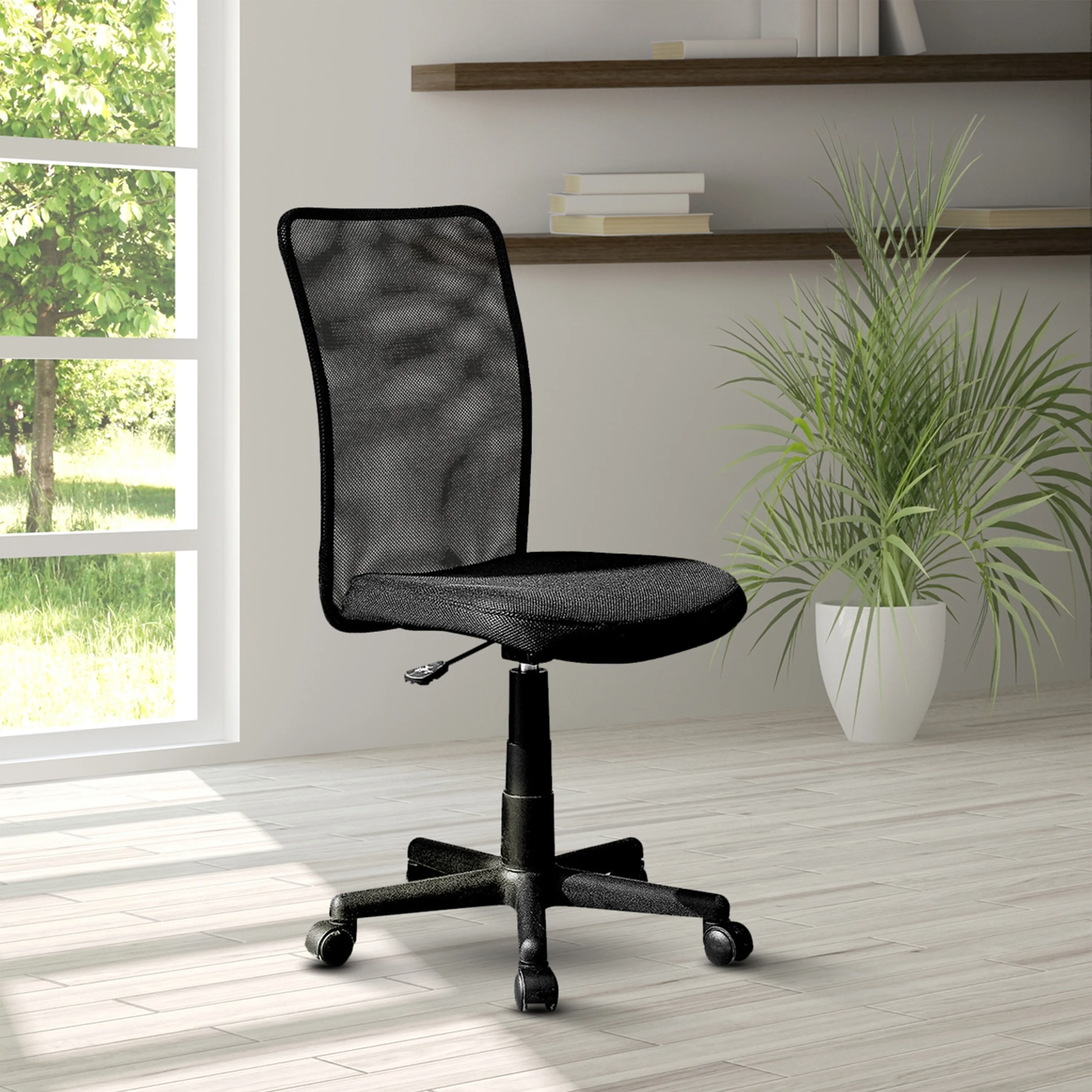 

Ergonomic Techni Mobili Mesh Task Office Chair with Breathable Black Mesh Fabric and Adjustable Arms