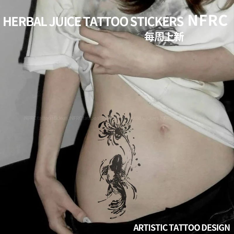 

Sexy Hottie Ink Koi Higanhua Herbal Juice Tattoo Sticker Fake Temporary Tattoos Haloween Waterproof Stickers Hotwife Tatoo Weeks