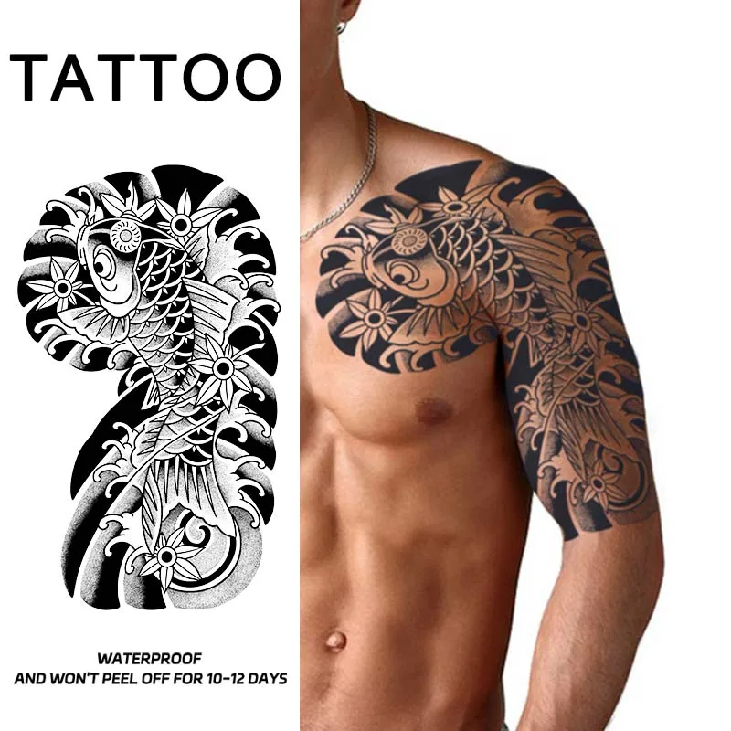 Long Lasting Half Arm Herbal Semi-Permanent Tattoo Sticker Waterproof Custom Temporary Tattoo Sticker Fake Tattoo Covering Scars