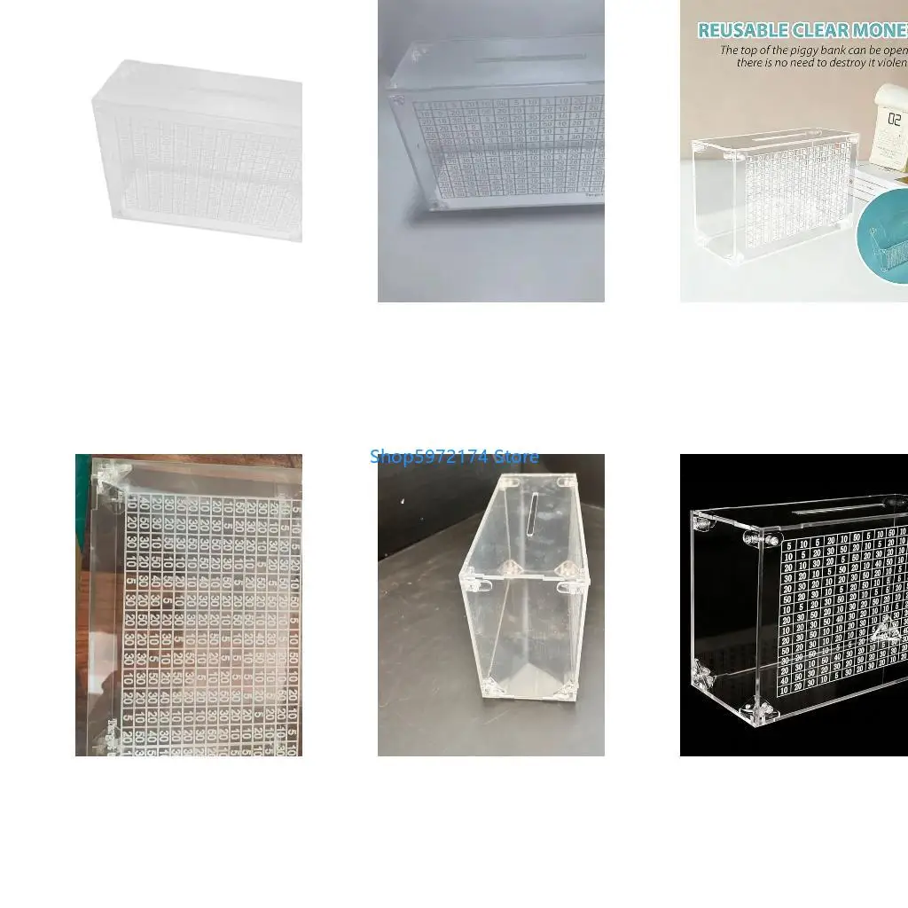 Y3NB Stylish Acrylic Coin Storage Box Money Saving Jar with Targets and Number Encourages Saving Habits in Children and Adult