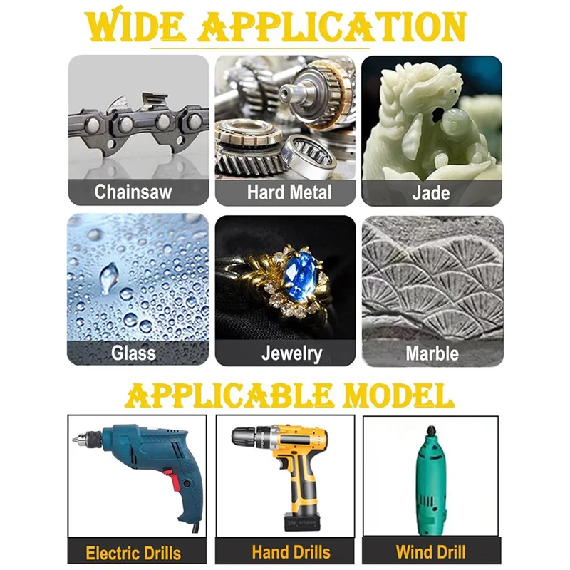 ABRB-24 Stück Titanbeschichtete Diamant-Kettensägenschärfer-Bits – Kettensägen-Schleifstein-Set mit Grat und hoher Härte