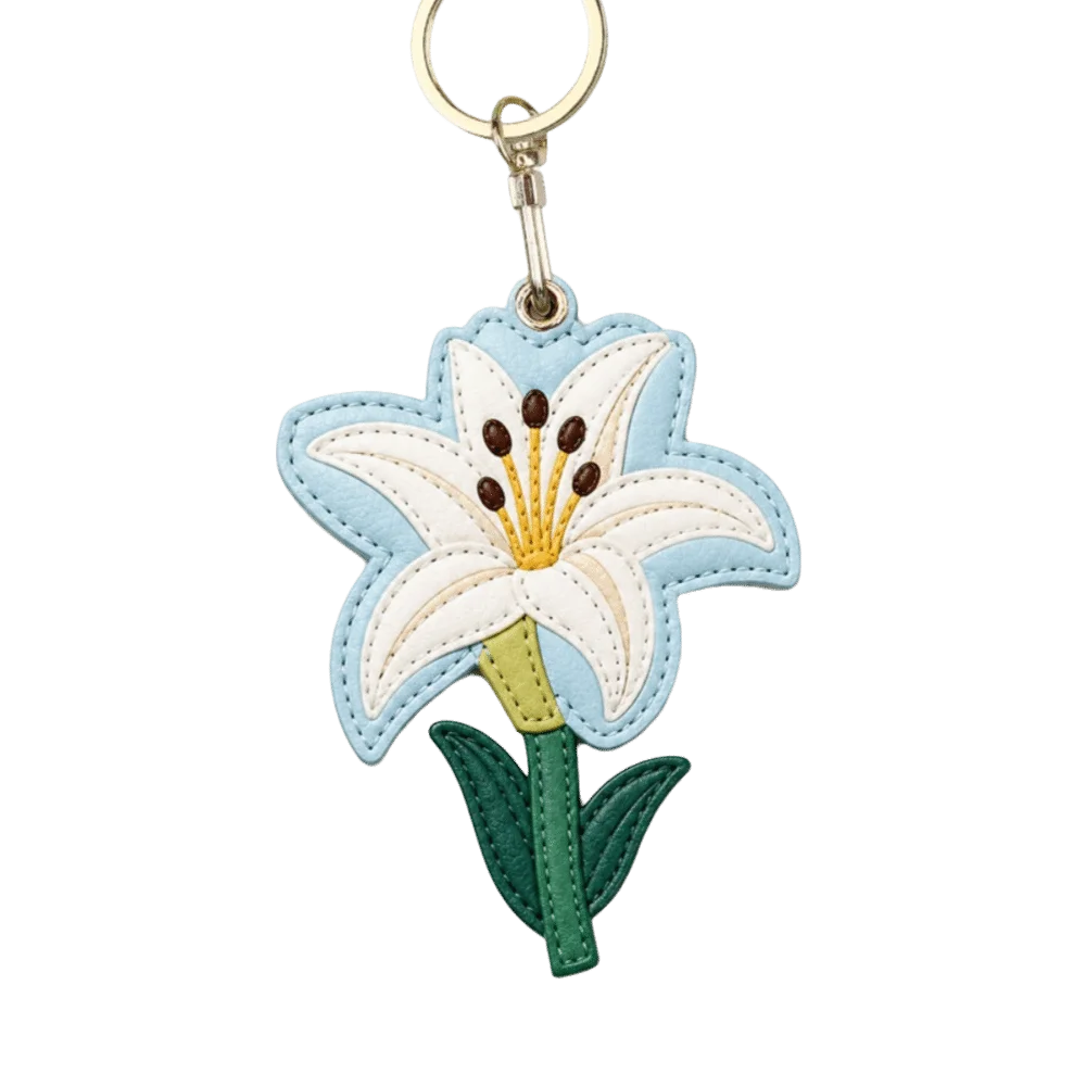 PU Leather Lily Leather Charm Lily Embossed Pattern Anti-Lost Access Card Holder Bag Hanging Pendant Bluetooth Tracker Protect
