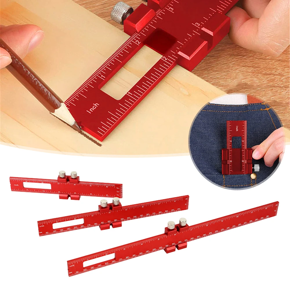 

Woodworking Tools Ruler Scriber Positioning Scribing Gauge Ruler Measuring Tool with Metric and Imperial Scales Carpenter Tools