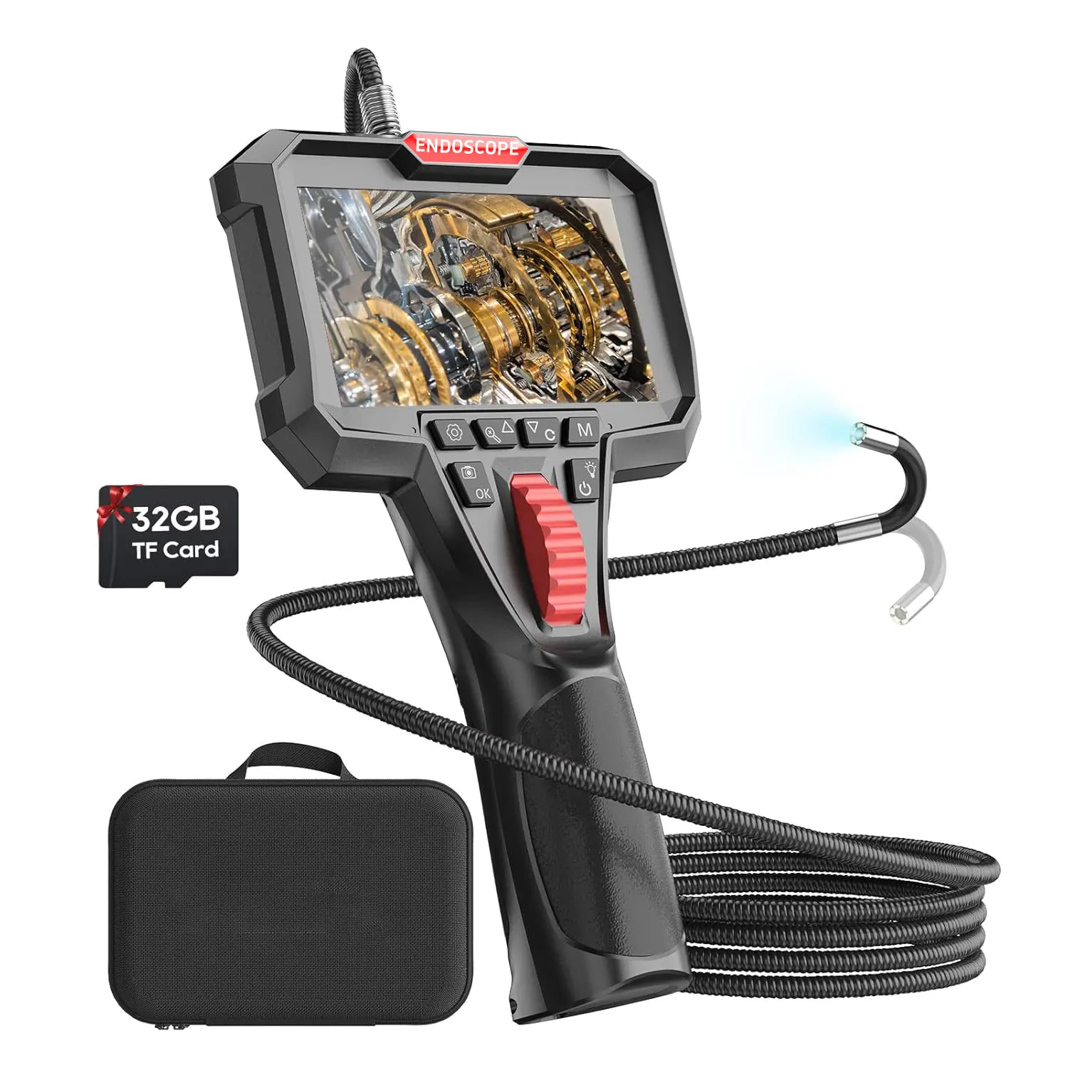 JZTOBD Articulating Borescope Camera with Light Two-way Articulated Endoscope Inspection with 6.2mm Tiny Lens 4.3