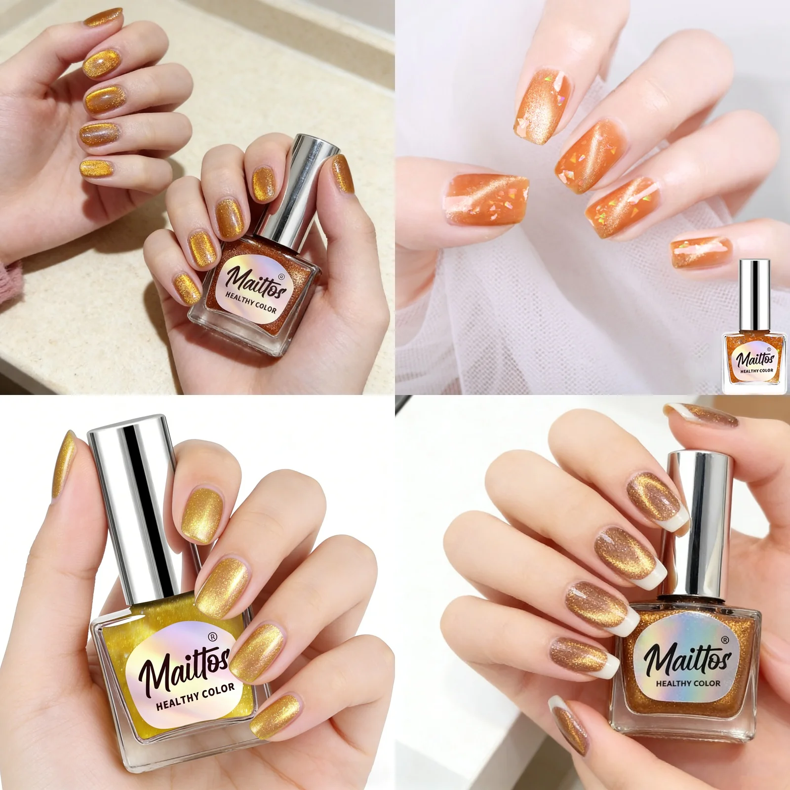 

12 мл x 4 [513/531/537/541] Водостойкий лак для ногтей Cat Eye без запаха, с магнитом, быстросохнущий, не требует УФ-лампы, легко снимается.