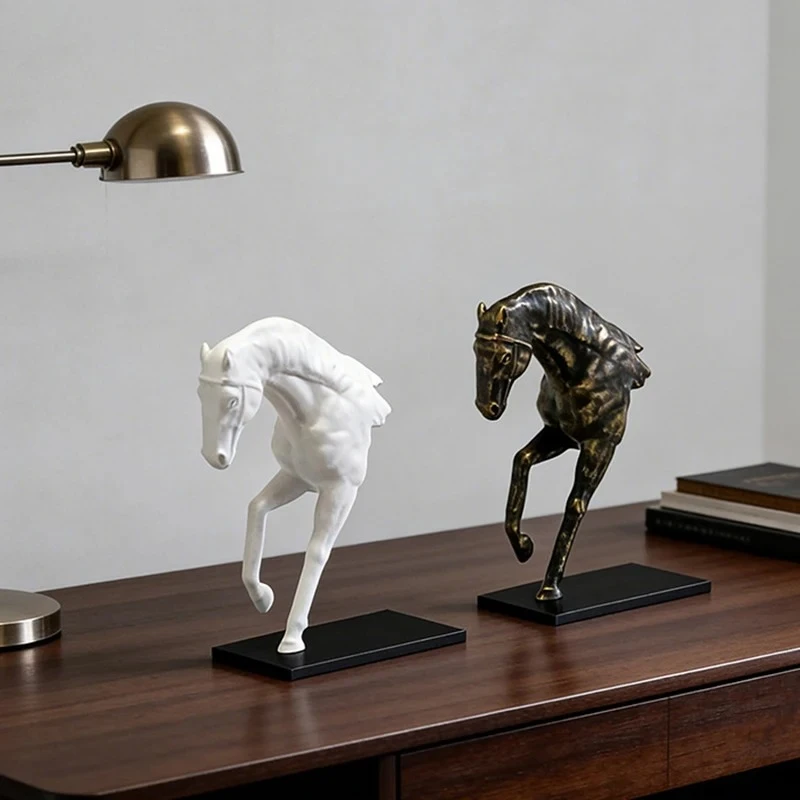 Creative Galloping Horse Sculpture Desk Decoration Abstract Animal Resin Crafts Horse Ornaments Modern Home Decor Accessories