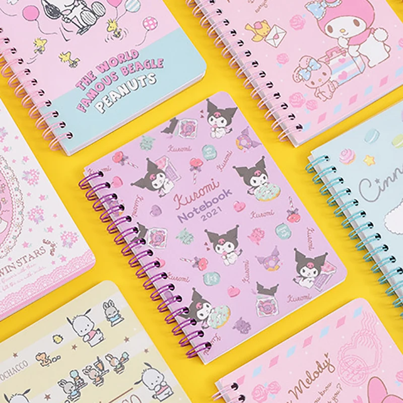 Sanrio Notebook Kawaii HelloKitty Mymelody Kuromi Cartoon Cute Notepad Student School Supplies Stationery Coil Book Student Gift