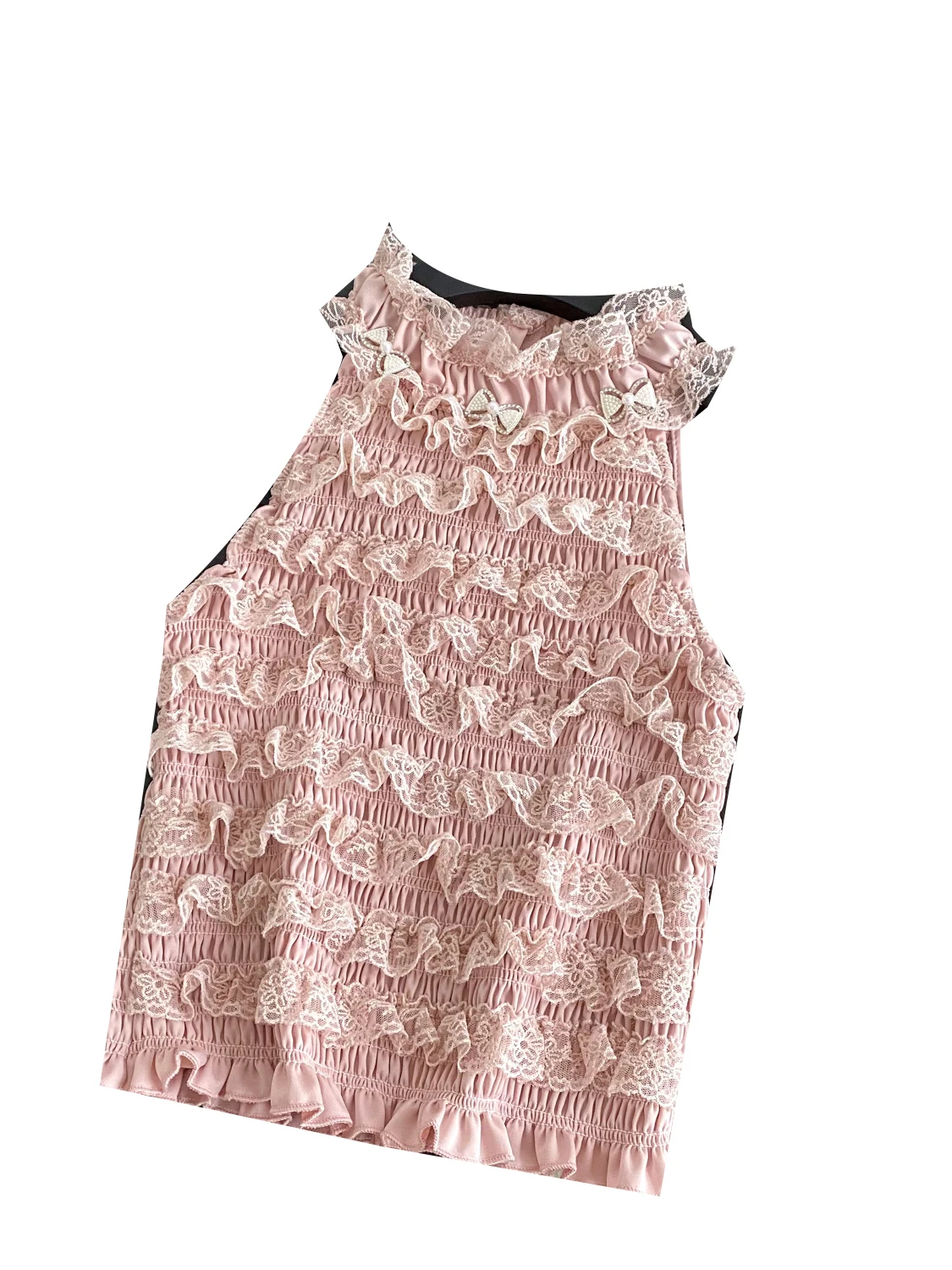 

Slim Fit Lace Trim Ne Hanging Svel Top Women's Summer 2025 New Sle Versatile Breathable Casual Outerwear Vest