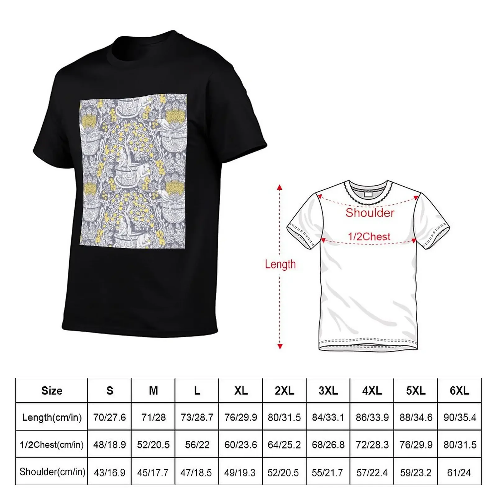 Monkeys and Lemons Damask T-Shirt anime clothes graphic shirts Short sleeve tee clothing for men