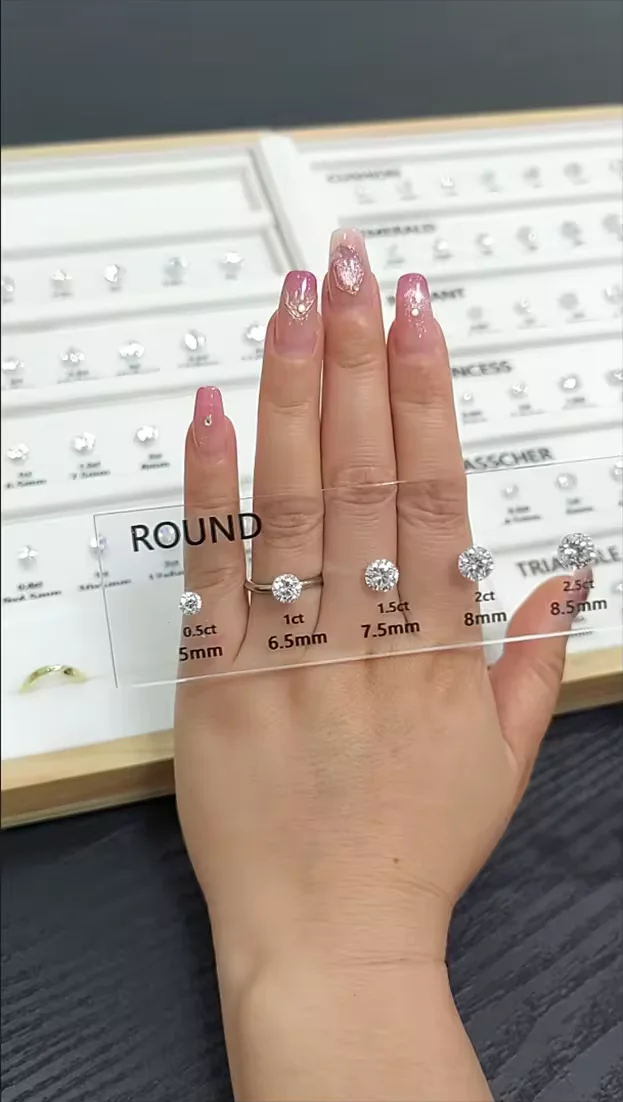 하이 퀄리티 다이아몬드 커팅 캐럿 도구 링, 주석 크기 비교, 보석 5A CZ 마스터 세트 샘플, 맞춤형 쥬얼리 