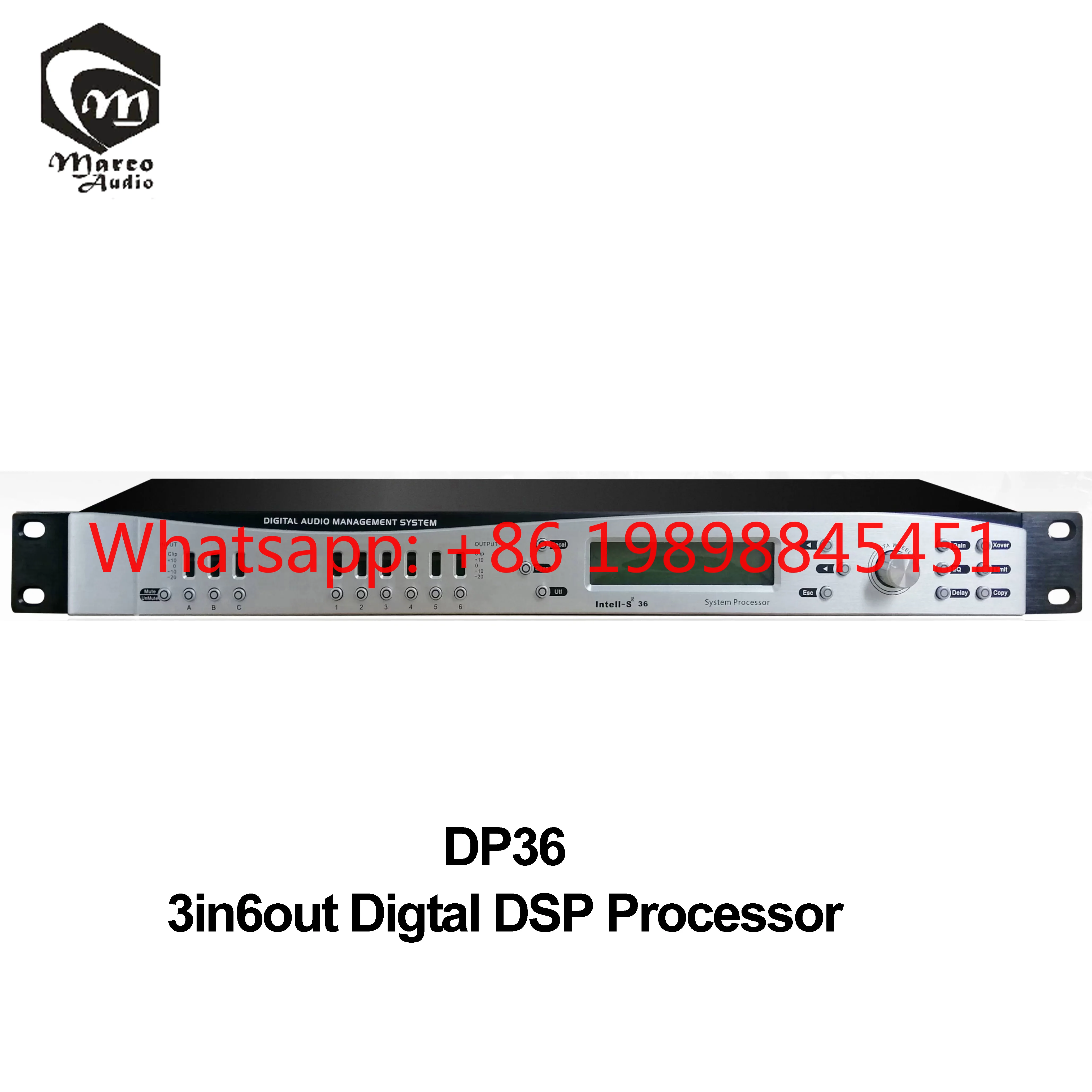 DP36 3 In 6 Out Digital Audio Processor, Crossover Equalizer Delay Matrix System App Control Metal Shell