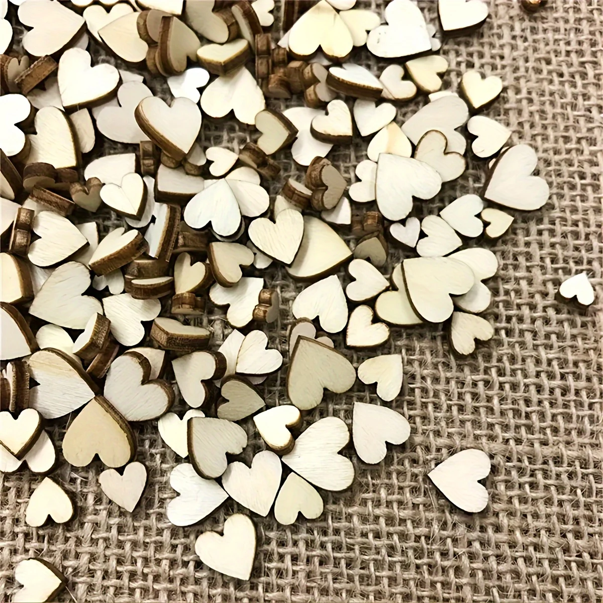 

100pcs Rustic Wooden Heart Confetti - 4 Sizes, Natural Unfinished Wood Hearts for DIY Crafts, Wedding Decor