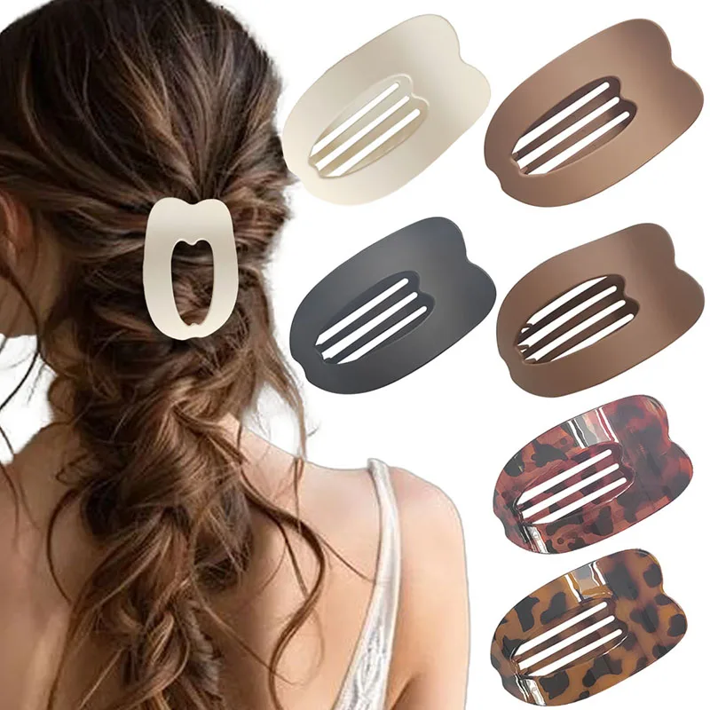 

4Pcs Fashion Oval Large Flat Hair Clips for Women Girls Claw Clips for Thick Hair Duckbill Leopard Print Clip Hair Accessories