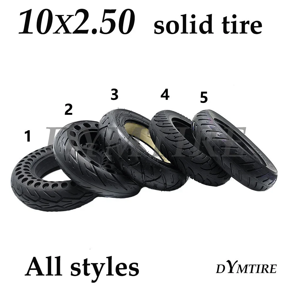 10x2.50 Solid Tire for Electric Scooter 10 Inch Front and Rear Wheel  Explosion-Proof Stab-Proof Tubeless Tyre