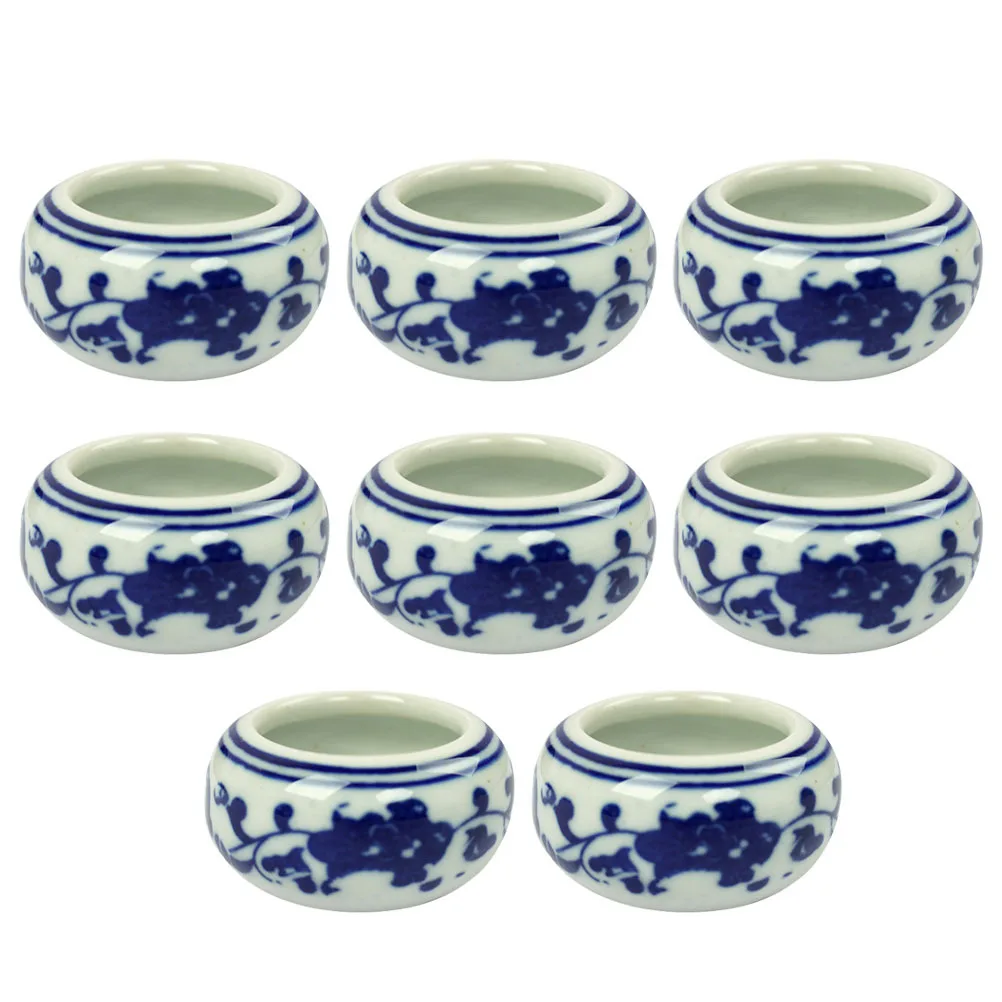 

8Pcs Ceramic Ink Plate Calligraphy Painting Tray Household Inkwell Portable Safe Long-Lasting Brush Washing Dish for Students