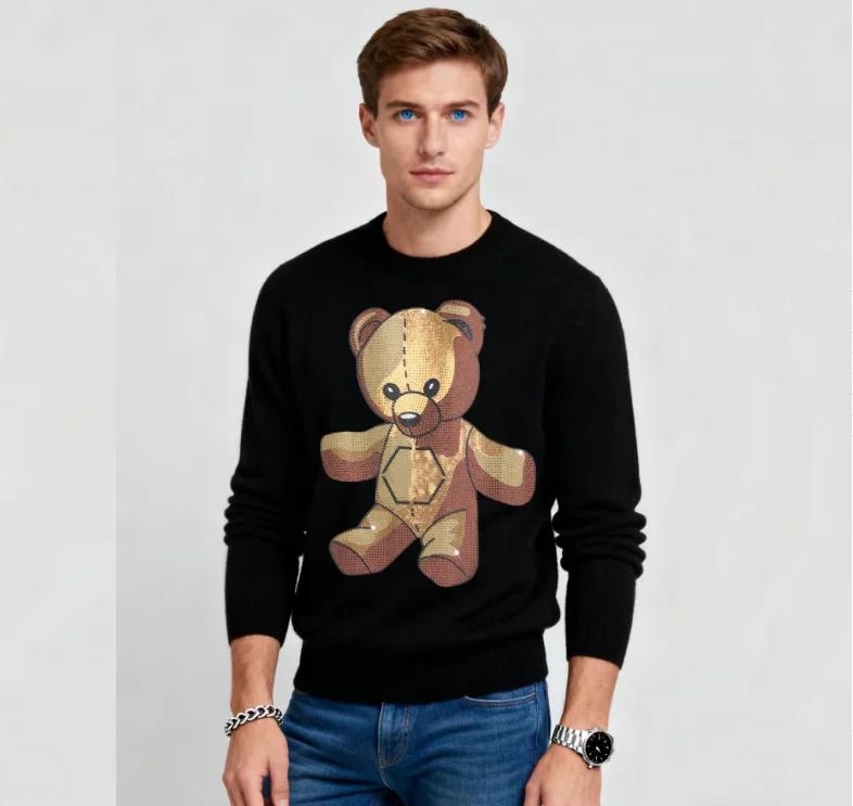 

Дизайнерская новая одежда со стразами, мужской пуловер, уличный пуловер, свитера