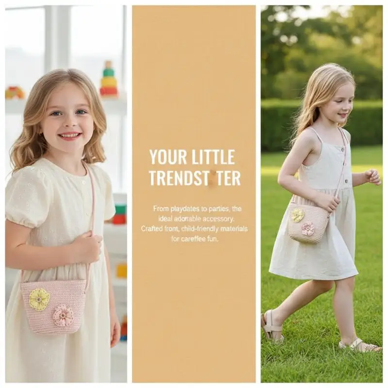 

Mini Fashion Handmade Shoulder Bag for Girls Children Weaving Handbags Ideal for Travel