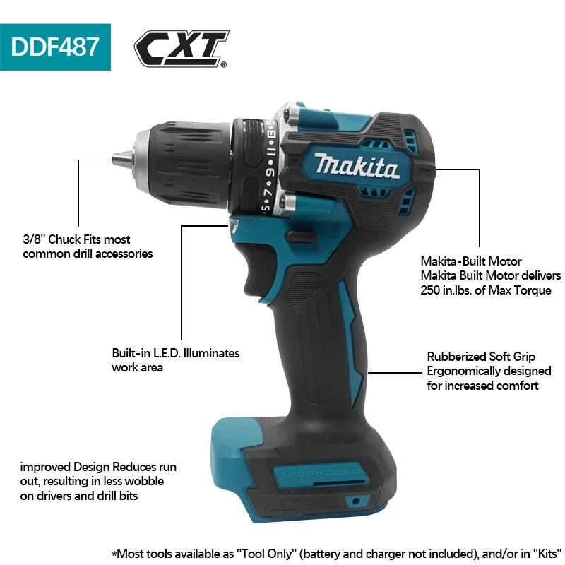 Makita DDF487 1700rpm No Battery Impact Drill Cordless 10mm Steel Capacity For Makita 18V Battery Power Tool