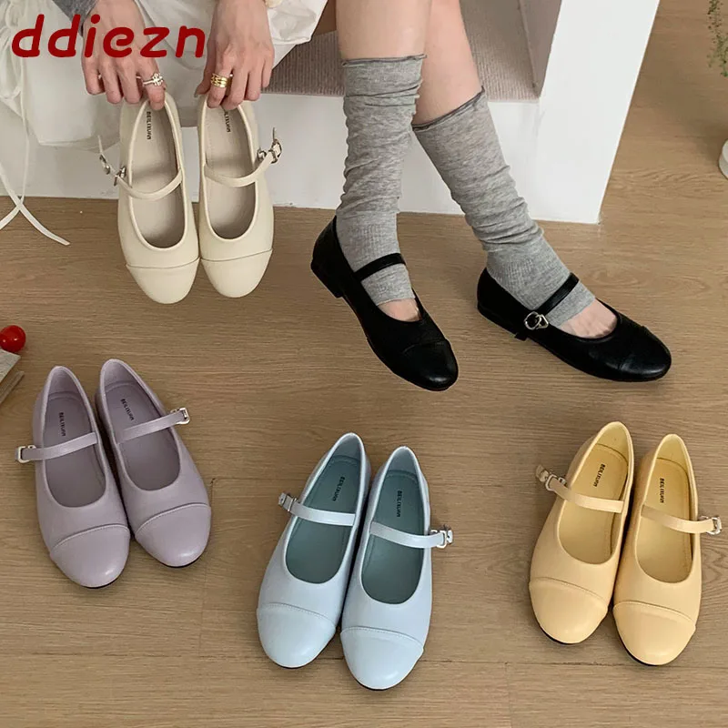 

New Summer Fashion Round Toe Women Flats Mary Janes Lolita Shoes Spring Ballet Flats Dance Female Buckle Footwear Ladies Shoes