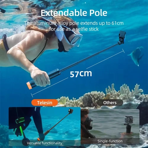 Imagen 2 del producto FANGTUOSI-barra de flotabilidad subacuática para buceo, palo de Selfie extensible, trípode para Gopro Insta360 DJI OSMO, accesorios de Cámara de Acción
