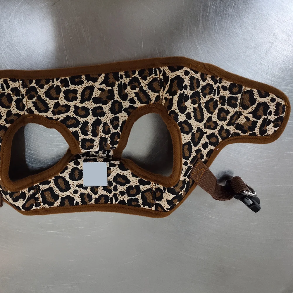 

Dog Chest Harness Vest Leopard Print Canvas Medium Size Quick Release Buckle D Ring Adjustable Pet Dog Walking Gear