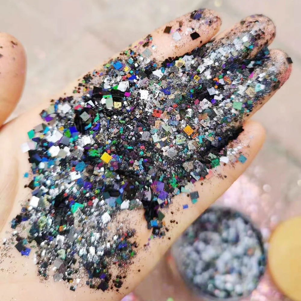 50g Laser Nail Glitter Flakes Mix Holographic Sparkly Chunky Glitter Manicure DIY Reflective Loose Bulk Glitter Nail Art Sequins