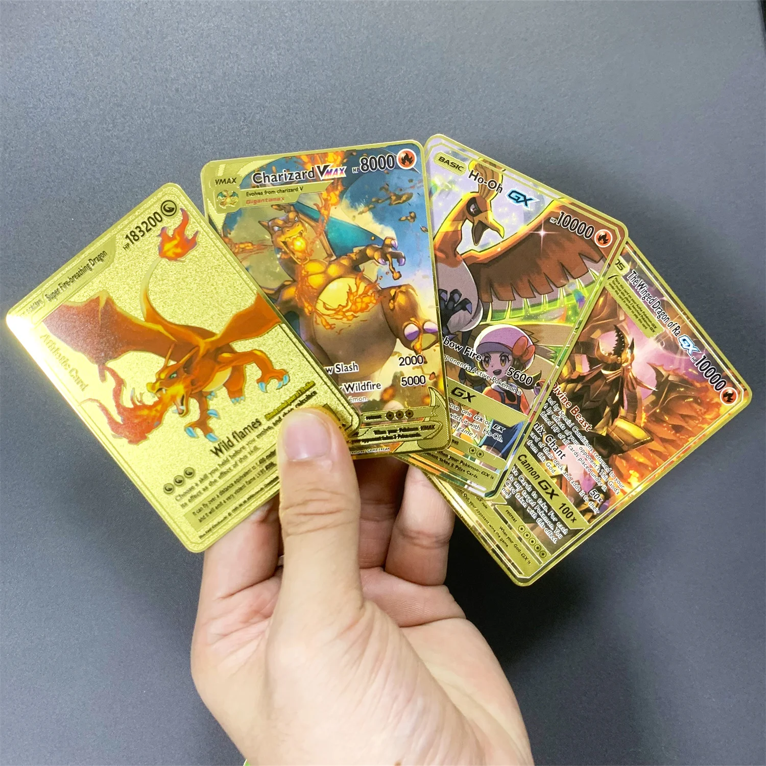 Pokemon Metal Card 10000 Points Arceus Charizard Raichu Super Card Golden English Mewtwo Vmax GX EX Anime Collection Cards Gift