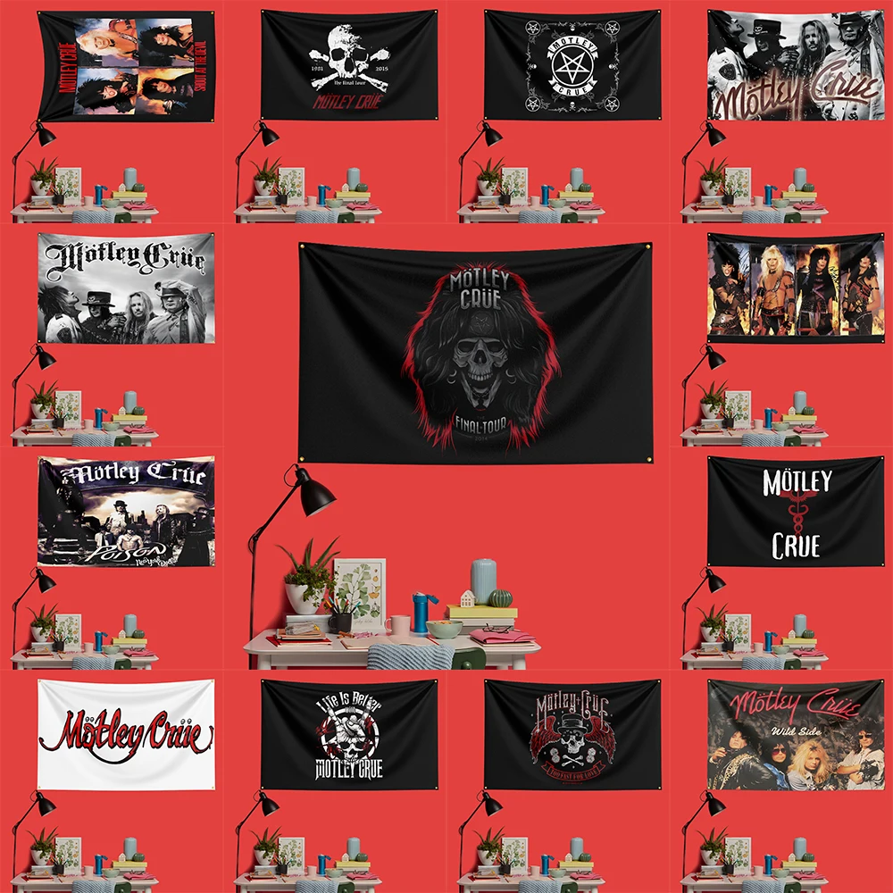 

Motley Crue Inspired Rock Music Flag 3x5 FT 90x150cm Polyester Decorative Banner Tapestry For Music Fans Bedroom Wall Decoration