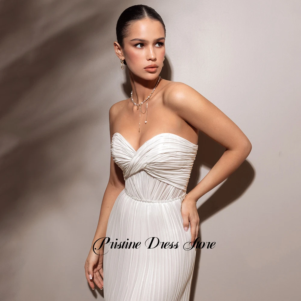 Charmante robe de mariée courte en mousseline de soie pour femmes, longueur thé, plis, fermeture éclair au dos, Sexy, chérie, sans manches, personnalisée