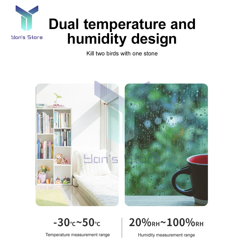 Wall Mounted Digital Temperature Humidity Gauge Meter Indoor Outdoor Electronic Thermometer Hygrometer Home Office Measure Tools