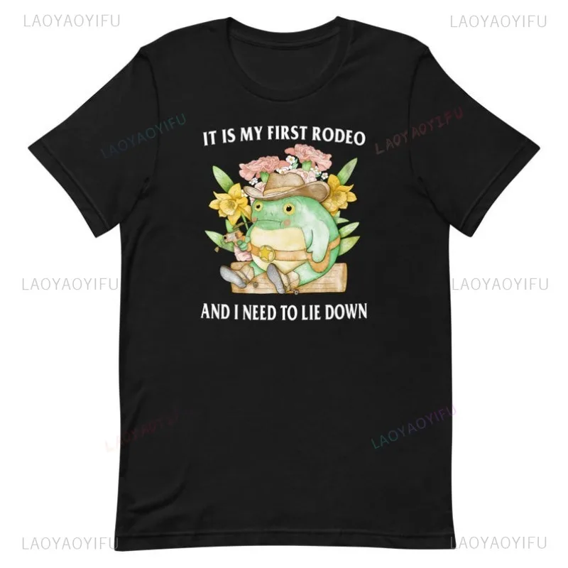 

Unisex T-shirt Frog Lie Flat Funny Pattern T-Shirts Women's Clothes Men's Tees Humor Style Playful and Humorous Tops