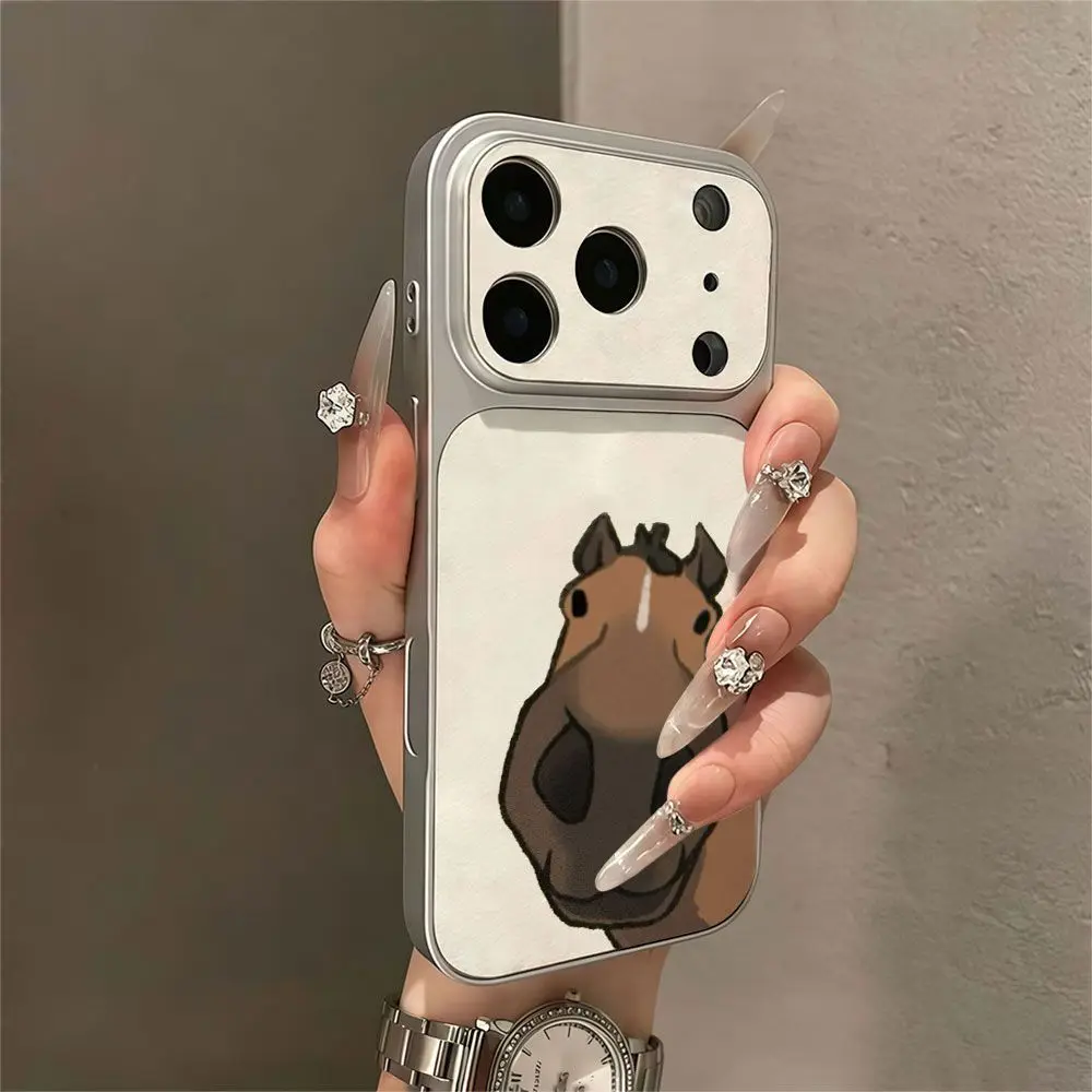 Smiling Black Horse leather phone case for Samsung Galaxy A02 A04e A04 A03 A03s A05 A05s A06 A07 cover