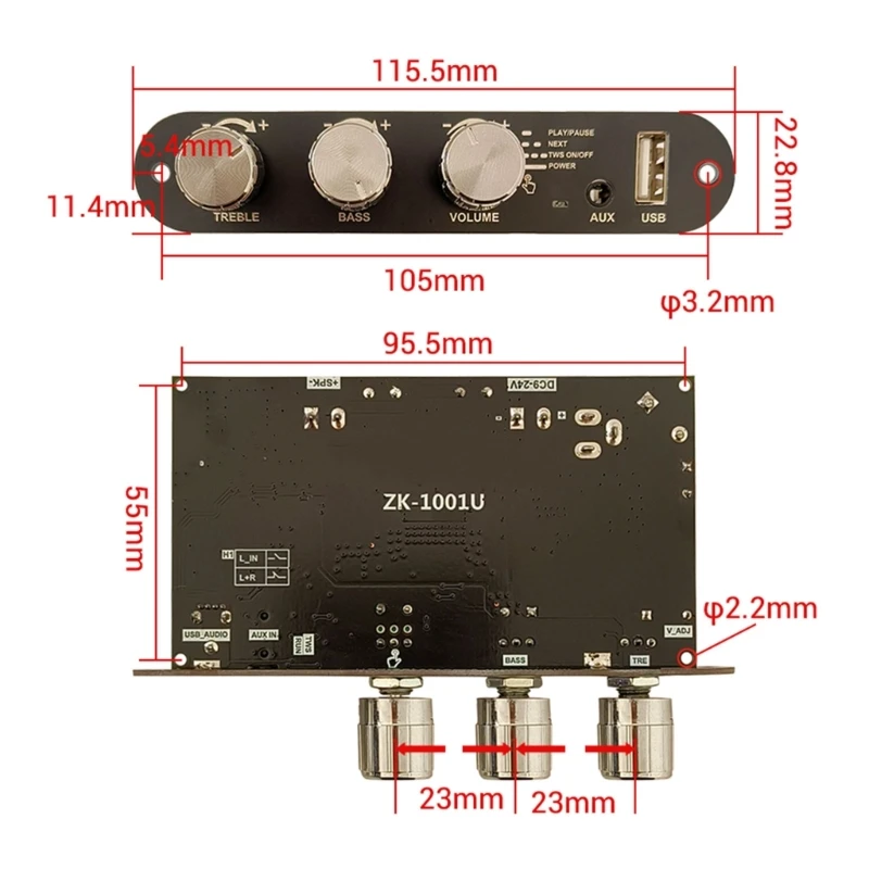 Aumenta módulo refuerzo integrado amplificadores compatibles con mono 100W para modificaciones sonido M4YD