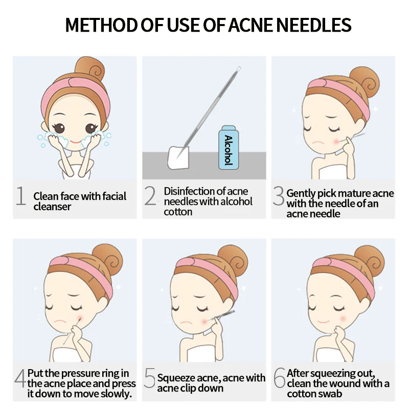 Acne Needle Blackhead Cell Clip Suit Double-Headed Acne Needle Acne Acne Removal Needle Tweezers Precision Acne Clip Acne Tool