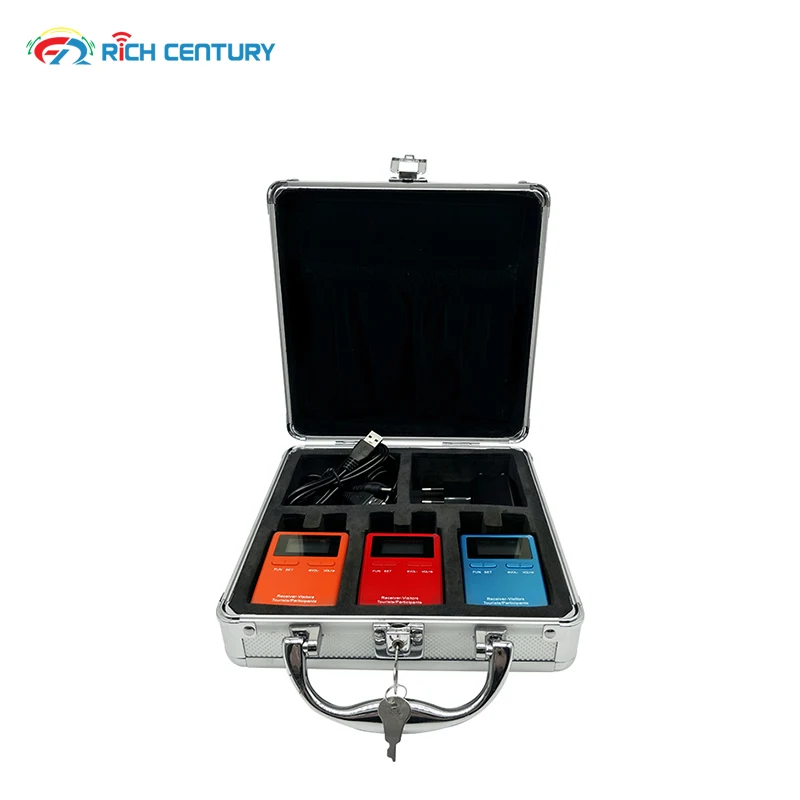 

RC2401 Tour Guide System 1 Transmitter +2 Receiver With Aluminium Storage Box For Travelling Church Meeting Museum Umrah Hajj