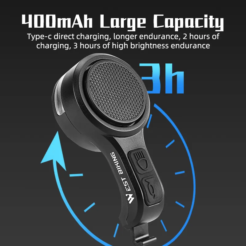 West Biking-Bicicleta Multifuncional Farol Chifre, Alto Brilho, Impermeável MTB Road Bike Front Light, Acessórios de ciclismo