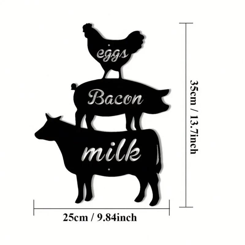 قطعة واحدة من لافتة المزرعة - لوحات فنية جدارية معدنية مع حيوانات المزرعة، لوحات معلقة على الحائط لتزيين حفلات الحديقة #2