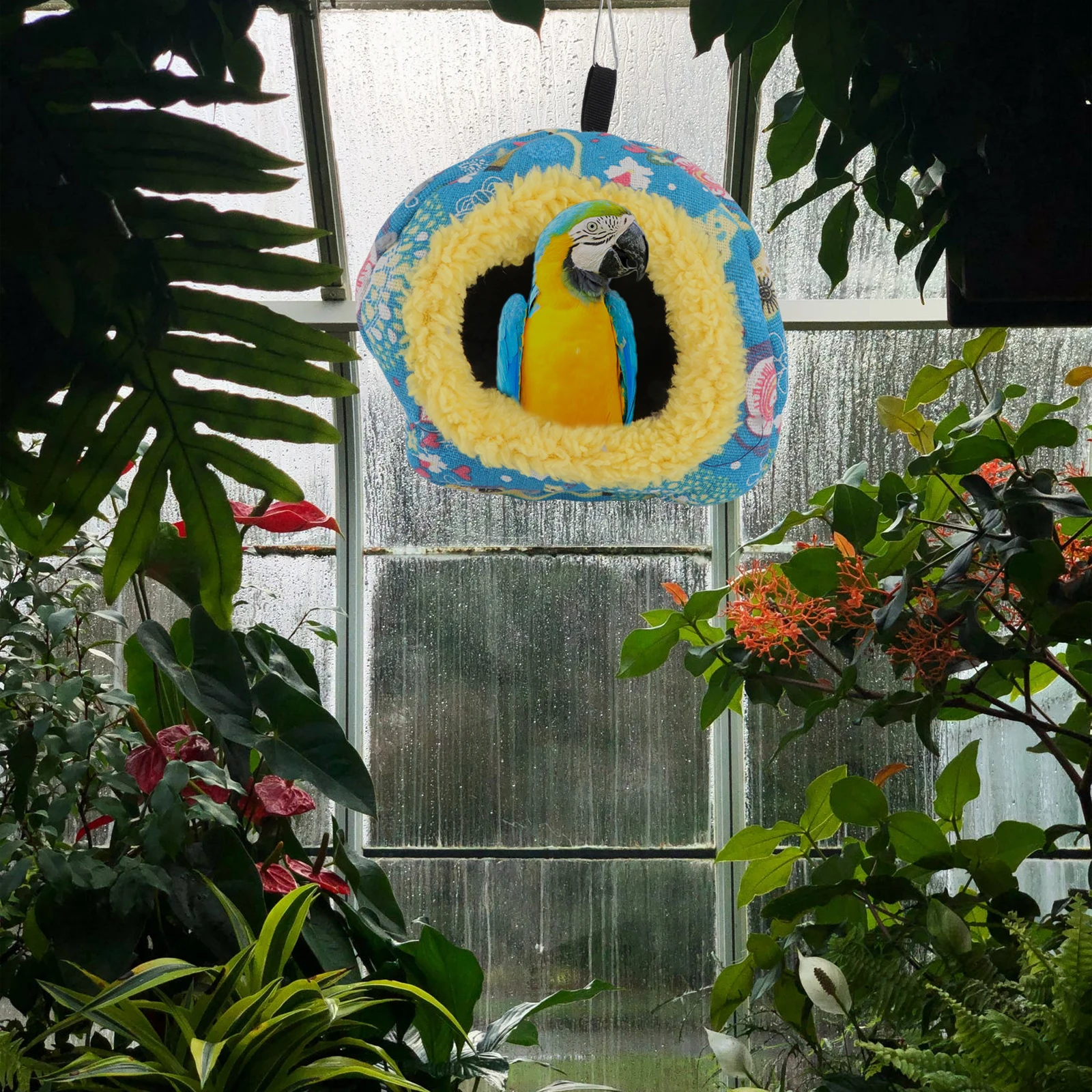 

1Pcs Warm Parrot Nest Heavy Duty Construction Hanging Bird Hammock Shelter from Wind Rain Suitable for Small Birds Winter Pet