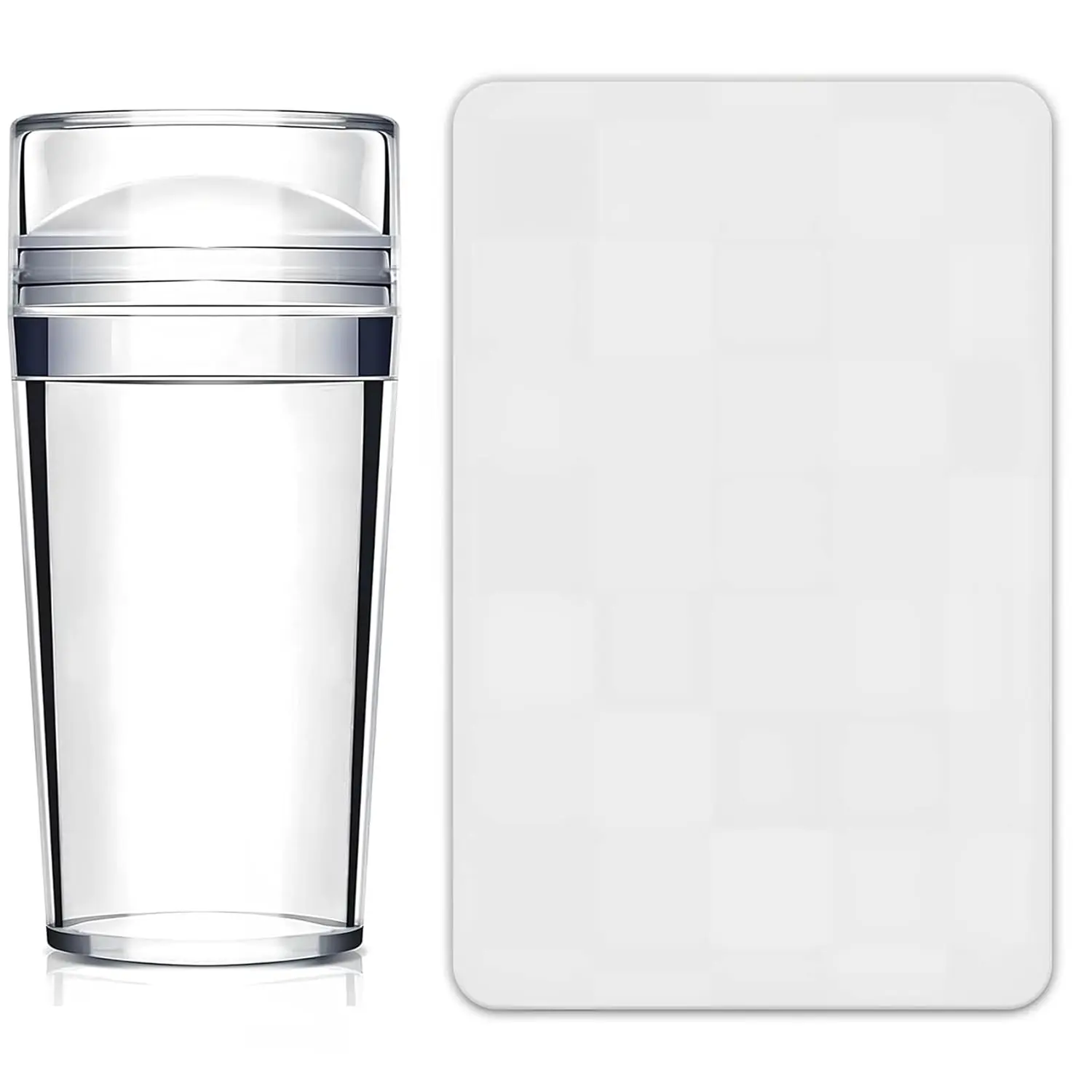 أداة طرف فرنسي، مجموعة ختم فن الأظافر مكونة من قطعتين، جيلي ختم من السيليكون الشفاف مع مكشطة لتقوم بها بنفسك مع طلاء أظافر جل أكري