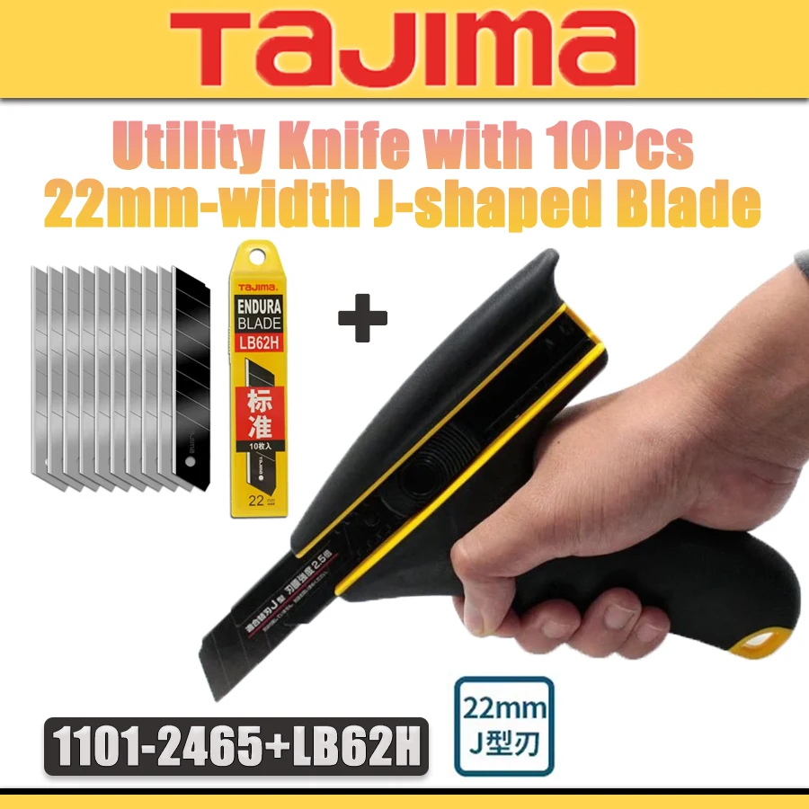 coltello-multiuso-autobloccante-tajima-1101-2465-lb62h-con-set-di-10-lame-a-j-da-22-mm-utensile-da-taglio-manuale