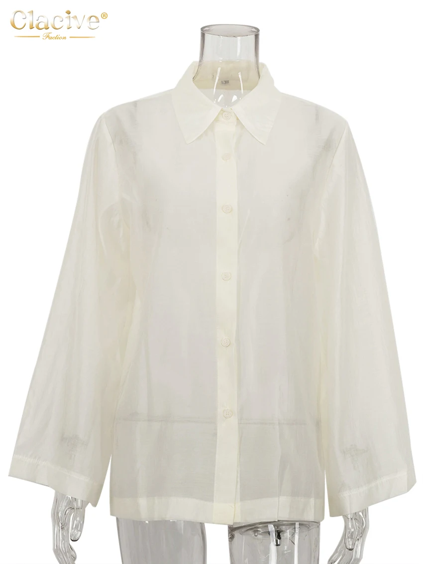 Beige Women's Casual Lapel Shirt - Long Sleeve Blouse