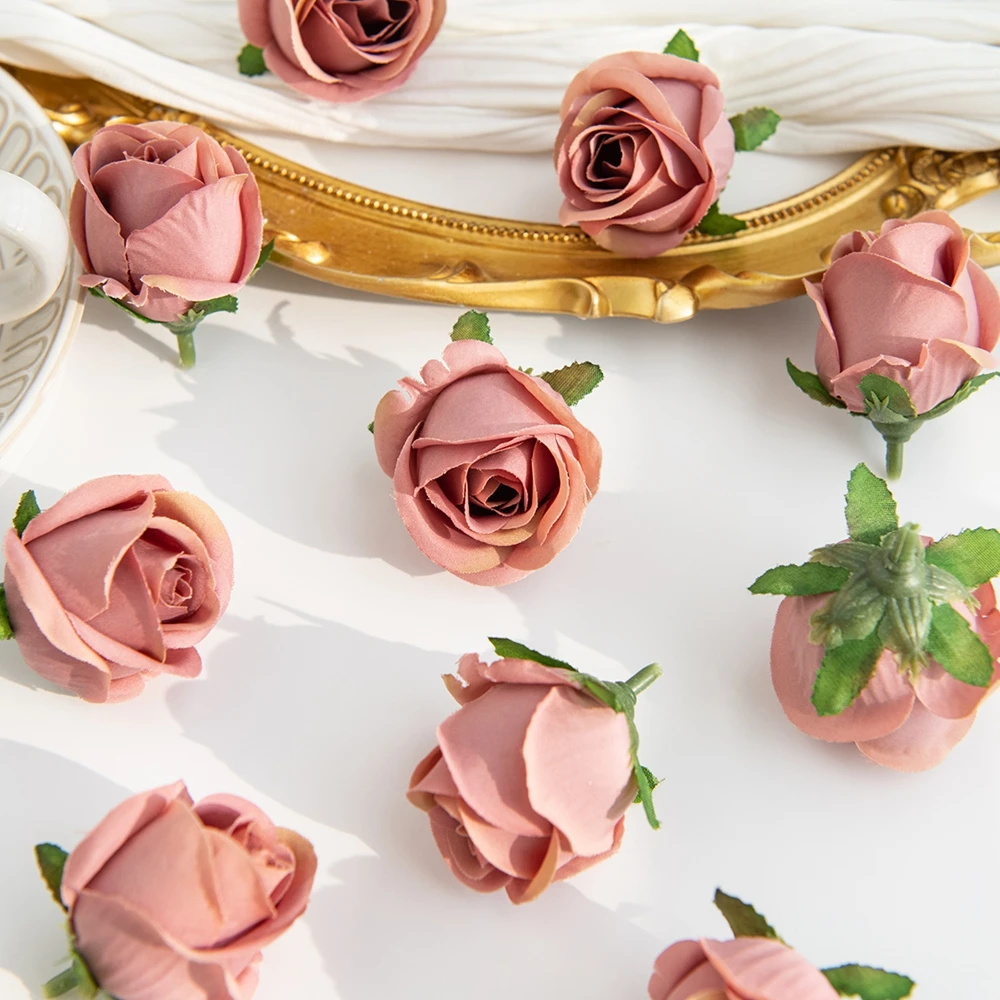 30/60 stuks Kunstbloemen Zijden Rozen Hoofd Bloemstukken Bruiloft Jurk Decoratie Festival DIY Cadeaus Snoepdoos Knutselwerk Haaraccessoires