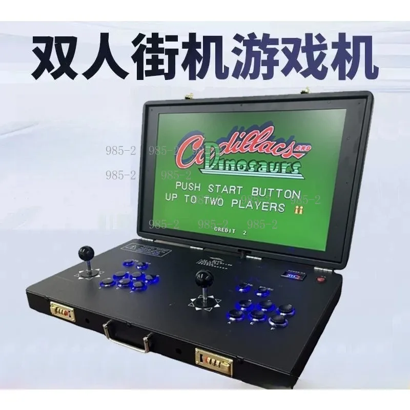 All-in-One Arcade Game Machine, Foldable Portable Dual Screen, 2 Player Joystick Retro Gaming Console