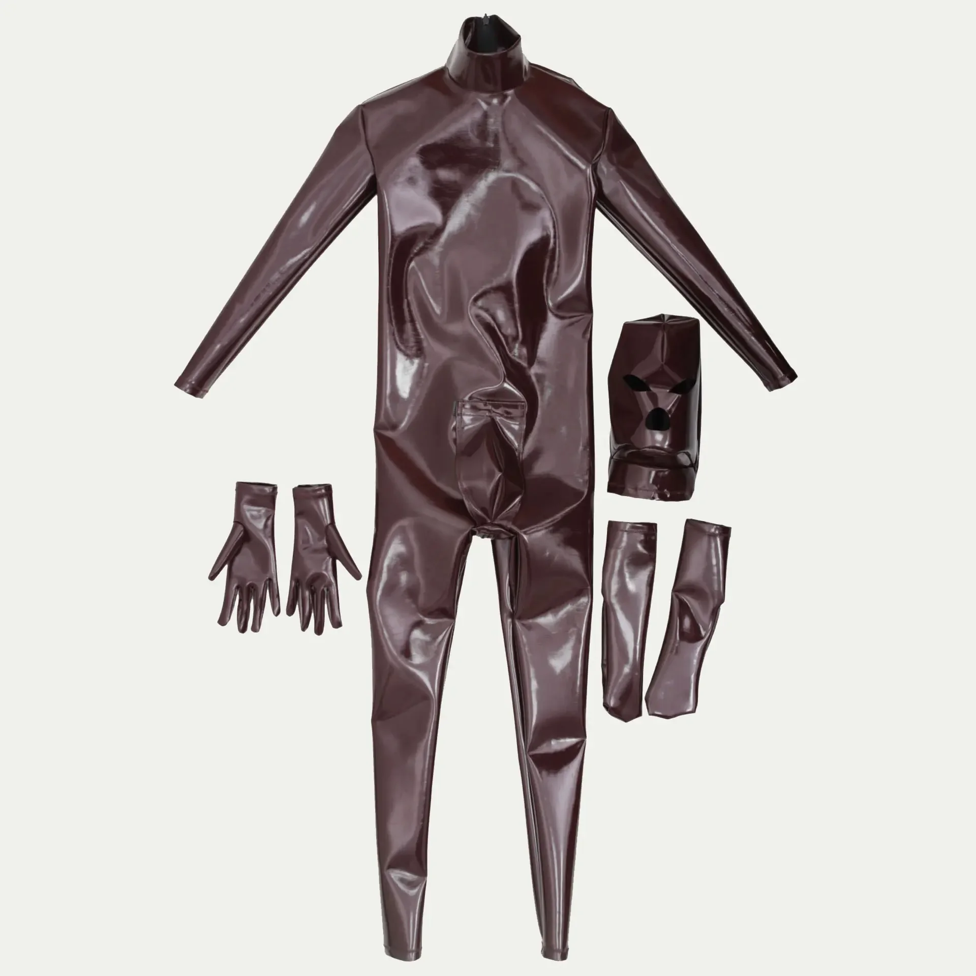 Fashion Men Cosplay Maid Bodysuit PVC Faux Latex Stage Costumes Club Zentai High Elastic Tights Full Body Shaping Dance Wear view 5