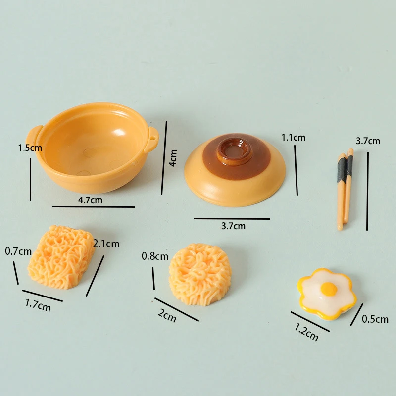 1/12 Dollhouse Simulation Mini Instant Noodles Egg Chopsticks Casserole Kit Dollhouse Miniature Kitchen Food Decoration