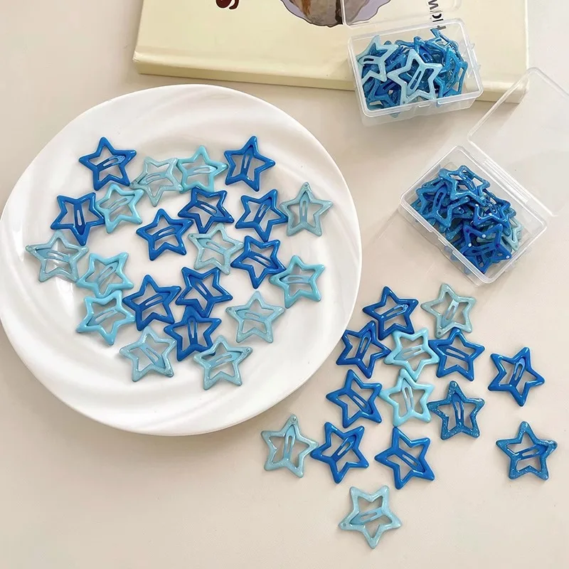 5pcs Colorful Kawaii Star Barrettes Y2K Sweet Girls BB Solid Star Hairclips Metal Snap Clip Headdress Hair Jewelry Gifts