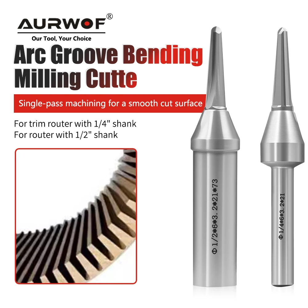 

AURWOF 1Pc TCT Grooving Cutter for Curved Slots & Bending - V Shape Router Bits For Woodworking