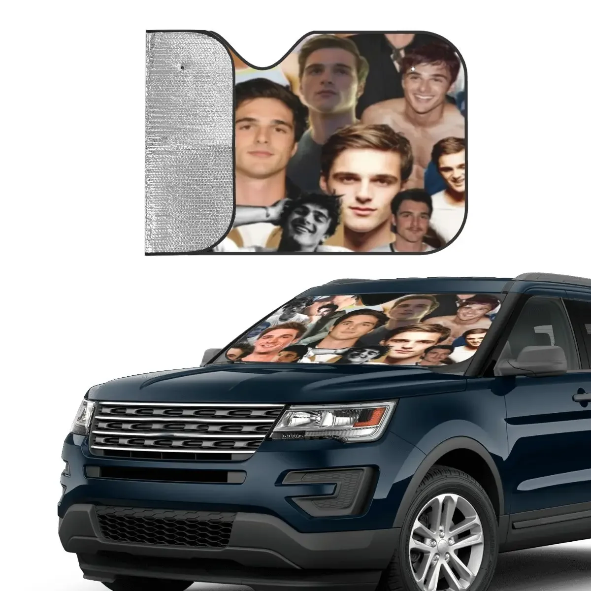 Jacob Elordi Plaid Awesome Windshield Sunshade 76x140cm Actor Collage Foils Sunshade Visor Car-styling