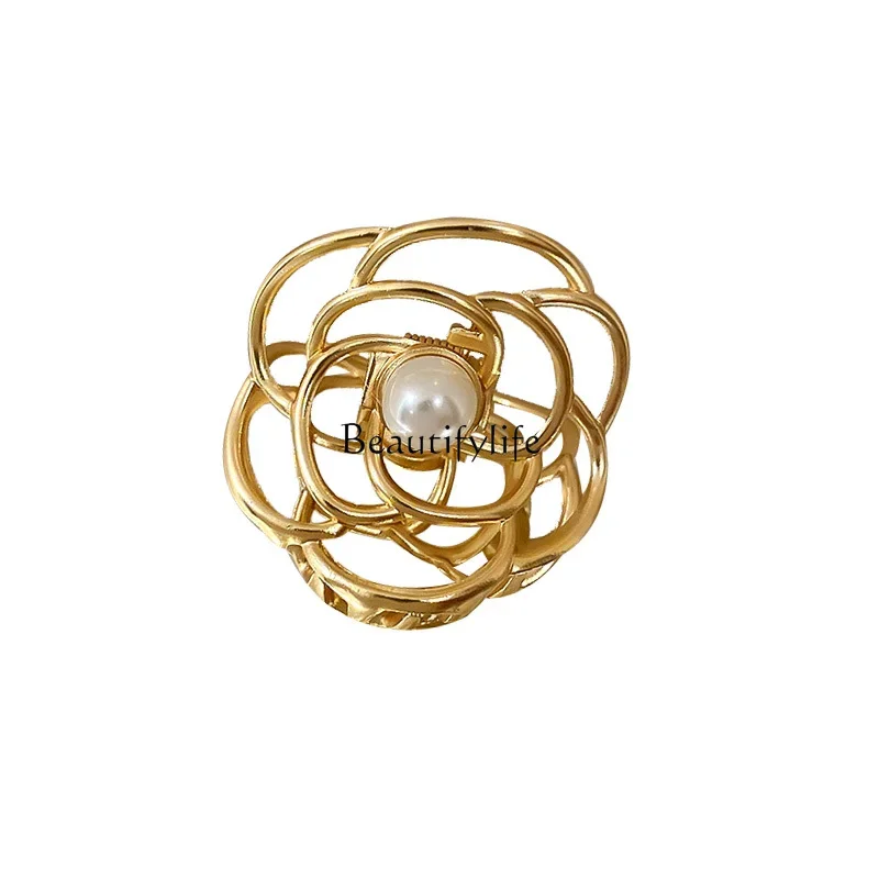 

Metal rose pearl small hair grab hairpin elegant temperament hair accessories women
